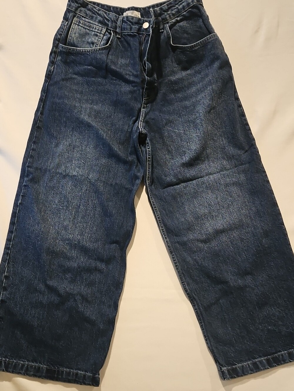 Zara Wide-Leg High Rise Rigid Dark Blue Jeans 0054